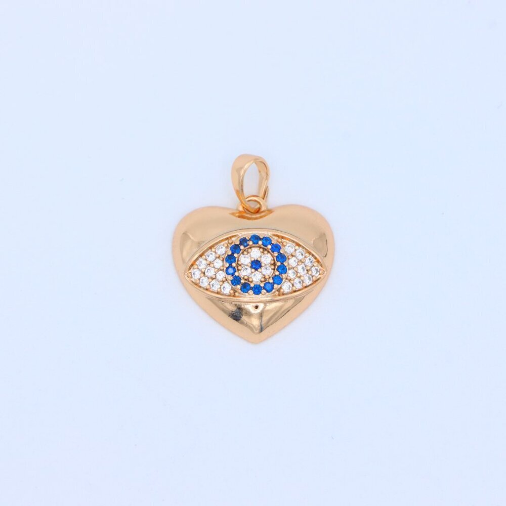 "Heart Shape Evil Eye Pendant in Rose Gold Finish, XPPT1576 - Picture 9 of 13